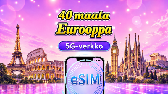 Eurooppa (40 maata) 5G eSIM | Tukee Google Mapsia/TikTokia/ChatGPT:tä | Päivä- / Kokonaistietopaketit | Laskutus kalenteripäivien mukaan | 1–90 päivää | QR-koodi