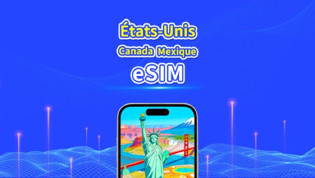 États-Unis, Canada, Mexique eSIM | 5G/4G | Forfait de données quotidien/total | 1–30 jours | Facturation sur 24 heures | Code QR