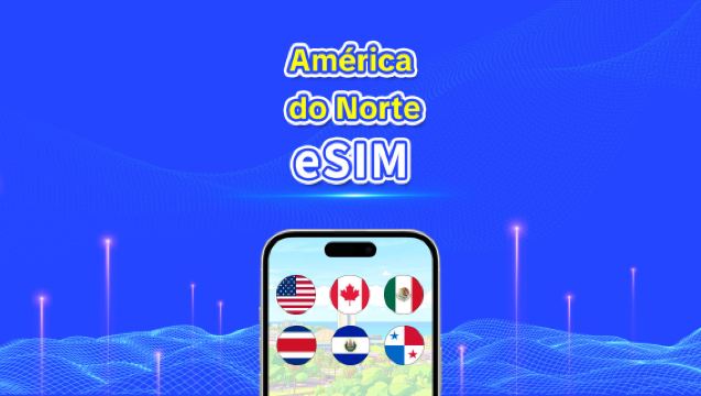 eSIM para América do Norte | 5G/4G | Dados de alta velocidade | Pacote diário/de dados | 24 horas | 1-30 dias | Código QR