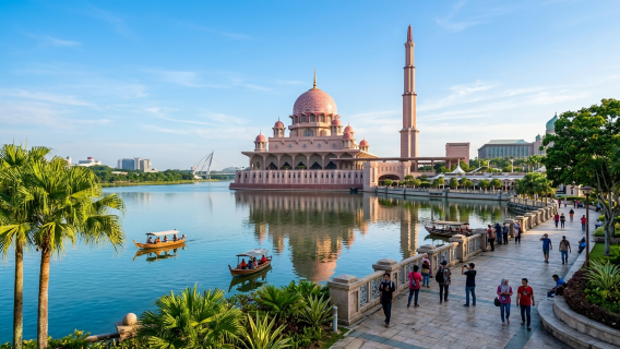 Wynajęcie samochodu z kierowcą w Putrajaya i Kuala Lumpur / Różowy Meczet · Biuro Premiera · Zewnętrzna część Petronas Towers · Jaskinie Batu