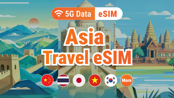 eSIM 5G in molti posti in Asia | Dati per 1–30 giorni | Attivazione in-app | Consegna immediata del QR