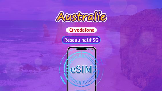 Vodafone Australie eSIM | Compatible 5G et optimisée pour TikTok et ChatGPT | Appels et SMS illimités inclus | Pack complet | 28 jours | Code QR