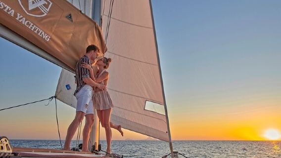 Santorini Platinum Catamaran Cruise with Meal, BBQ and Open Bar