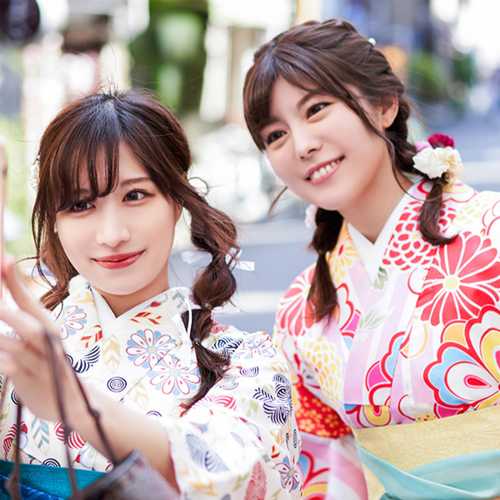 日本東京淺草寺蕾絲/振袖/浴衣和服租賃和服體驗簡易髮型配飾齊全 琉璃