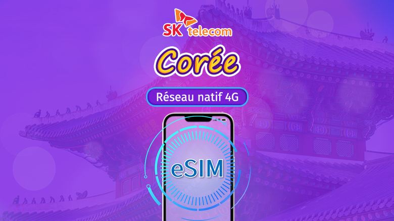 Corée du Sud SKT | 4G eSIM | Pass journalier | Données illimitées + numéro de téléphone 010 | Facturation 24h | 1–90 jours | Code QR