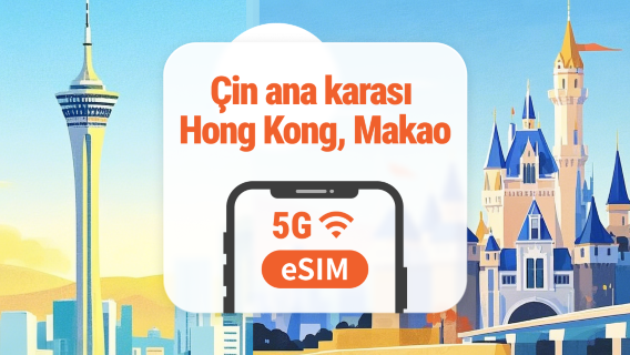 Çin Anakarası · Hong Kong · Makao 5G eSIM | 5 Mobil Operatör · AI & TikTok | 1–365 Gün | QR Kod