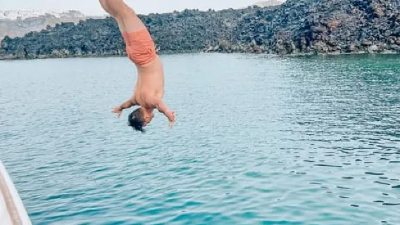 Santorini: Platinum Catamaran Cruise w/ BBQ Meal & Open Bar