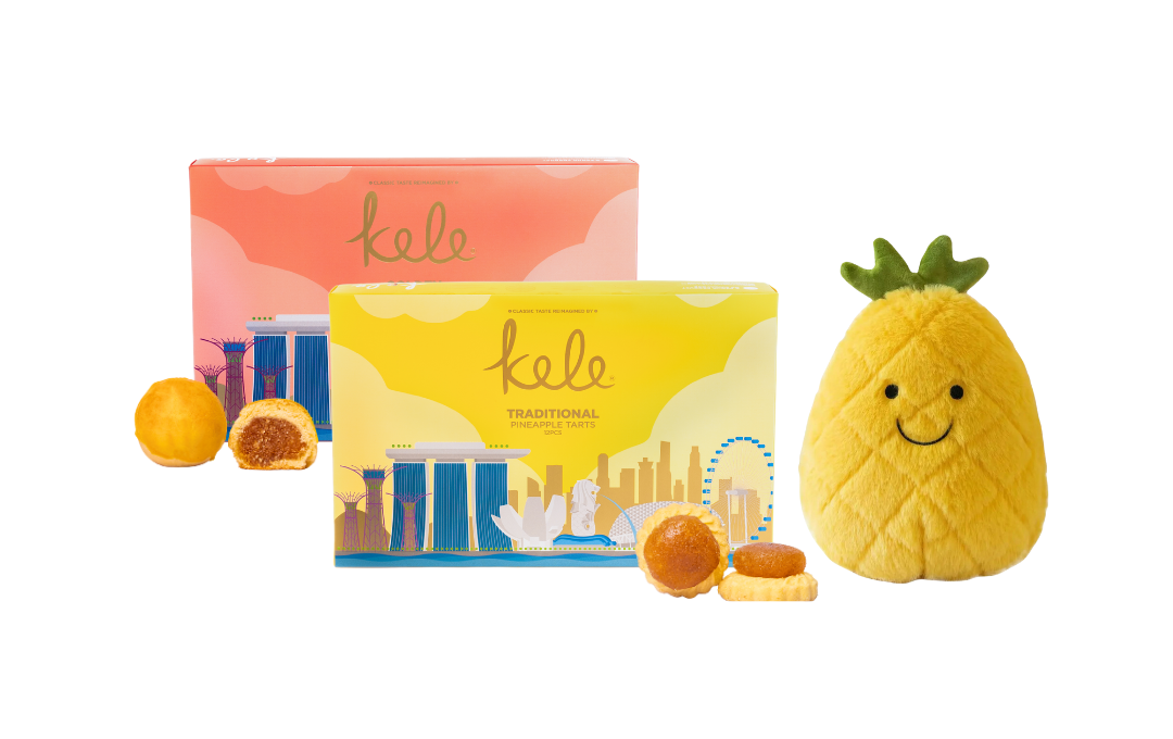 กล่องของขวัญของที่ระลึกทาร์ตสับปะรด Kele Singapore/ลูกสับปะรด (รับที่ Jewel Changi Airport หรือ Chin