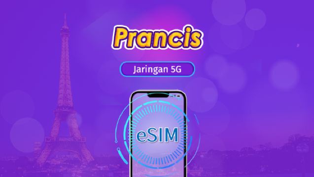 eSIM 5G Perancis | Mendukung TikTok, ChatGPT, dan Aplikasi Populer Global Lainnya | Paket Harian / Paket Total | Penagihan Berdasarkan Hari Kalender | 1–30 Hari | Kode QR