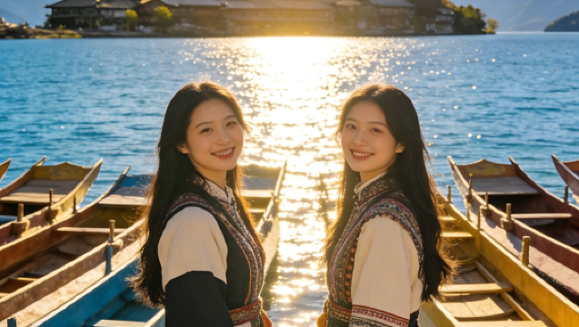 【真の純粋観光】麗江瀘沽湖ワンデーツアー 全景湖周遊＋猪槽船クルーズ＋料金込み
