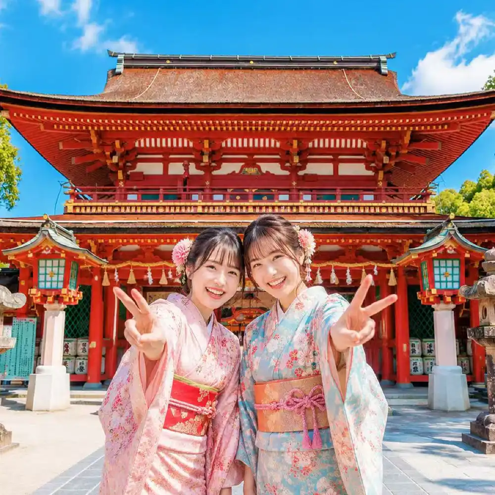 九州太宰府着物体験＋如意輪寺＋柳川水郷遊覧船＋アウトレットワンデー