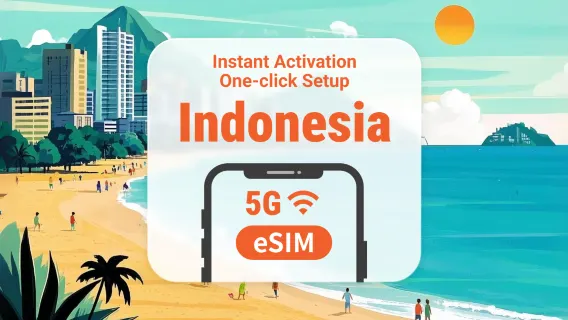 eSIM 5G Indonesia | Supporta ChatGPT e TikTok | 1–30 giorni | QR istantaneo
