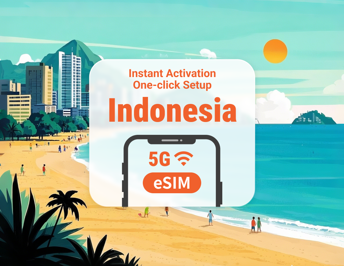 Indonesien 5G eSIM | Duale Netzwerkabdeckung | ChatGPT & TikTok-Zugriff | 1–30 Tage | Sofortiger QR-Code