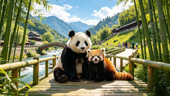 Pilihan Kumpulan 1-8 Orang | Lembah Panda + Dujiangyan + Persembahan 3D 'Air Mata Biru' Percuma | Pakej Hiburan Termasuk Tiket Masuk