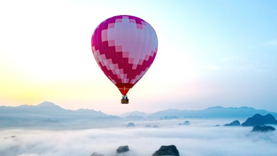 樂天遊熱氣球=廣東唯獨自由飛基地【高空俯瞰「喀斯特地形」】打卡中國土耳其自由飛