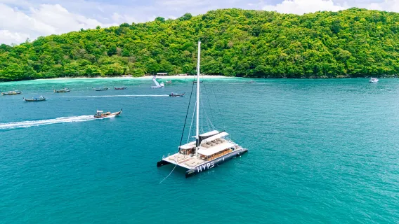 Featured tour starting at 4273 THB: 1-day tour from Phuket to Coral Island and Ko Racha Yai with scuba diving, snorkeling and island hopping on Black Pearl sailing boat with DJ party