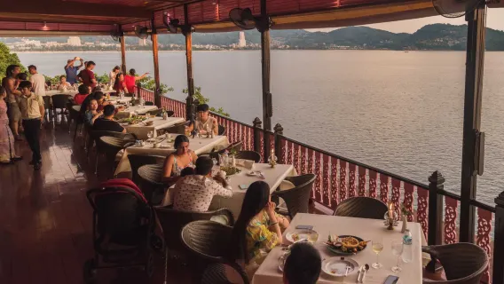 Baan Rim Pa Kalim cliffside ocean view restaurant in Phuket, Thailand