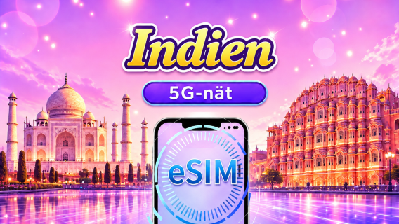 Indien | 5G/4G eSIM | Dag-/Datapaket | Kalenderdygnsdebitering | 1–30 dagar | QR-kod