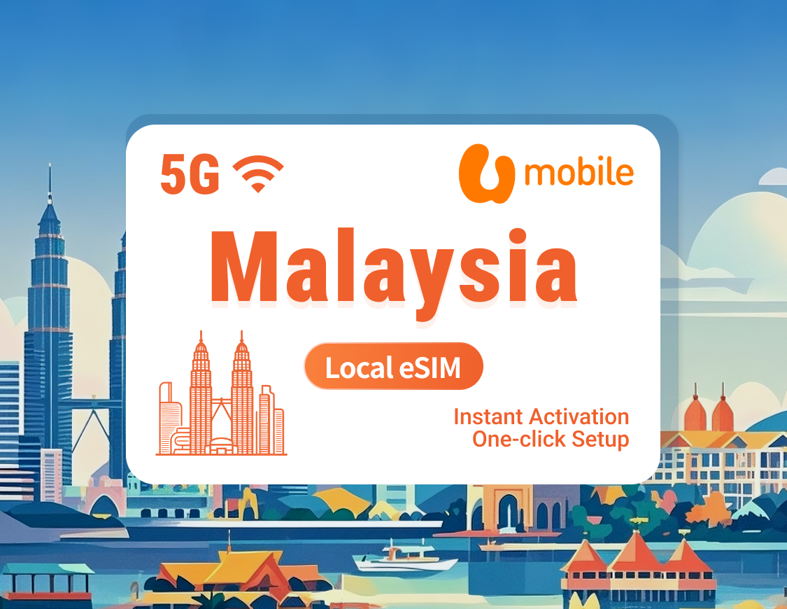 Malaysia Local 5G eSIM | U Mobile | Flexible 1–30 Day Plans | Instant Download, No Shipping | QR Cod