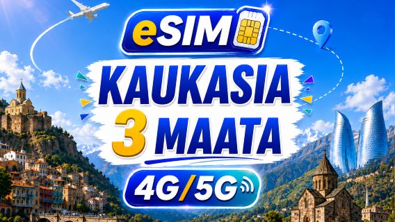 Kaukasian kolmen maan 5G/4G eSIM | Täysi tuki AI & TikTok:lle | 500 MB/päivä - yhteensä 100 GB | 24 tunnin laskutus | QR-koodi