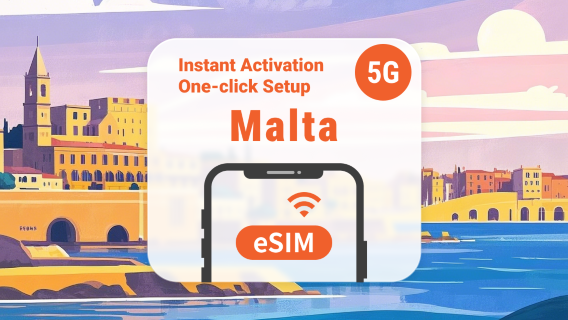 Malta 5G eSIM | Dubbele netwerkdekking | 1–30 dagen | Directe QR-code