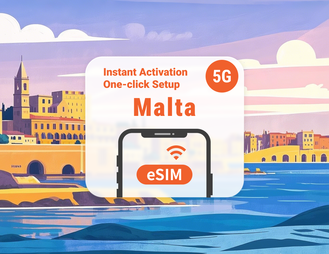 Malta 5G eSIM | Dubbele netwerkdekking | 1–30 dagen | Directe QR-code