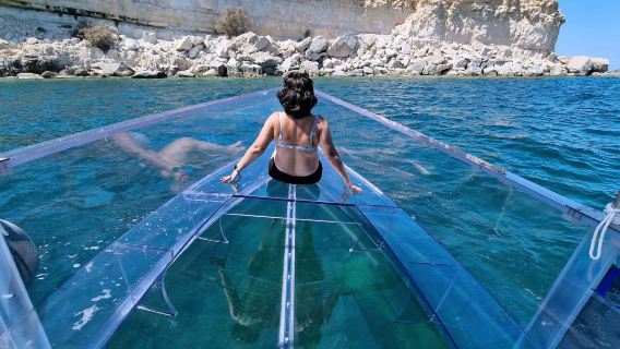 Syracuse: Coast & Sea Caves Transparent Boat Tour + Swim Stop