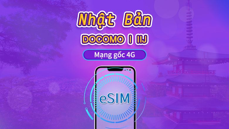 Nhật Bản | 4G eSIM DOCOMO | Vé ngày/Gói tổng | Tính cước theo ngày tự nhiên | 1–30 ngày | Mã QR