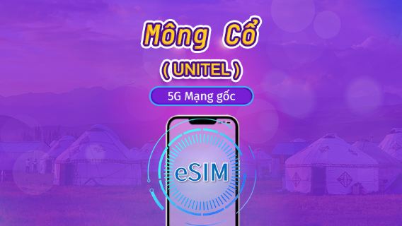 Mông Cổ | UNITEL 5G eSIM | Gói Tổng | Hỗ trợ TikTok và ChatGPT | Gọi nội mạng không giới hạn và thử nghiệm | Thanh toán theo ngày tự nhiên | 3-30 ngày | Mã QR