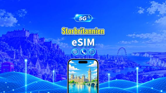 Storbritannien 5G eSIM | CTExcel (EE-nätverk) | Totalpaket inklusive samtal | 7-30 dagar | 24-timmars debitering | QR-kod