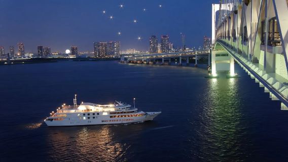 Tokyo bay dinner cruise experience in Japan (enjoy the rainbow bridge + Tokyo tower night view + sea cruise)