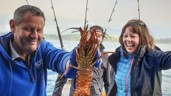 Морская рыбалка в Кайкоура: ловля рыбы и омаров (капитан Малкольм + выбор 2 или 3 часа), ручные удочки. Зимний перерыв с 29 июня по 10 июля - выходов в море не будет.