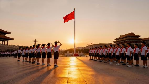 Dataran Tiananmen/Upacara Pengibaran Bendera/Upacara Menurunkan Bendera [Termasuk Tempahan/Pemandu Manusia/Perkhidmatan Ambil dari Rumah Pilihan/Hadiah Bendera Kecil]