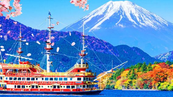 excursión de un día al barco pirata Hakone Owakudani|Incluye billete de teleférico|Experiencia en el teleférico de Hakone|Guía de habla china