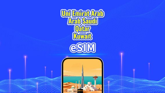 UEA/Arab Saudi/Qatar/Kuwait eSIM 5G | Paket Harian/Paket Kuota Total | 1-30 Hari | Penagihan 24 Jam | Kode QR