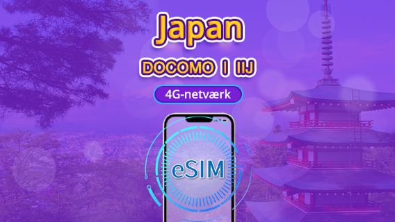 Japan | DOCOMO eSIM | Dagspakke/datapakke | Kalenderdagsfakturering | 1-30 dage | QR-kode