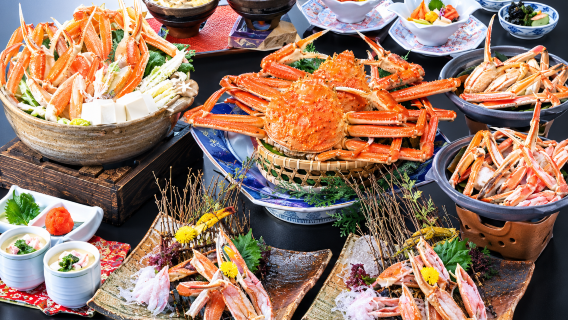 【出発保証】 日本の冬グルメ代表「新鮮！カニ料理フルコース」と癒しの温泉体験｜日帰り【京都発・大阪発】