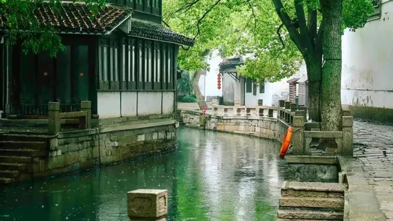 Stone bridge and canal in Tongli Ancient Town, Suzhou, China