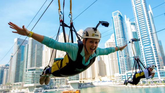 ดูไบ สหรัฐอาหรับเอมิเรตส์ - สไลเดอร์ลวดสูง Xline สไลเดอร์ลวดสูงสุดมันส์ แบบเดียวกับเจ้าชายแห่งสหรัฐอาหรับเอมิเรตส์