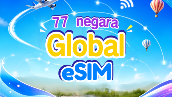 eSIM Global (77 Negara) 5G/4G | Mendukung Google Maps/TikTok/ChatGPT | Paket Data | Perhitungan 24 Jam | 1–7 Hari | Kode QR