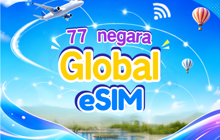 eSIM Global (77 Negara) 5G/4G | Mendukung Google Maps/TikTok/ChatGPT | Paket Data | Perhitungan 24 Jam | 1–7 Hari | Kode QR