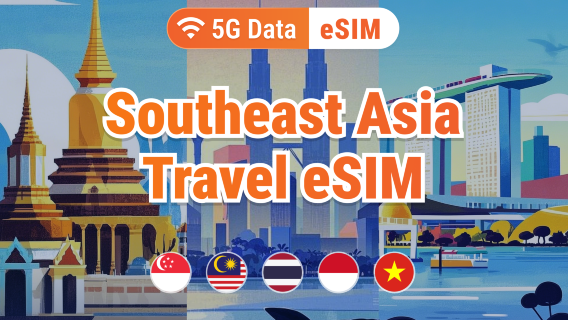 eSIM Viaggio Sud-est Asiatico | Thailandia, Singapore, Indonesia, Vietnam, Malesia | 1–30 Giorni di Dati Flessibili | Attivazione Istantanea | Codice QR