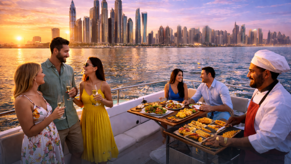 Dubai Marina Yacht Cruise – Luxus-Yacht in Gemeinschaftsnutzung mit BBQ und Essen