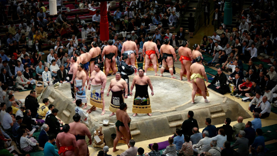 Japanin Fukuokan sumopainikilpailun liput sisältävät paikallisen oppaan