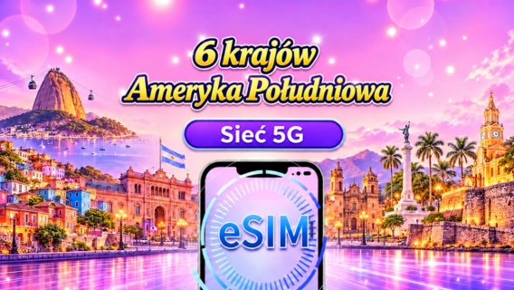 Ameryka Południowa (6 krajów) | 4G/5G eSIM | Pakiet dobowy/pakiet danych | Rozliczenie 24-godzinne | 1-30 dni | Kod QR
