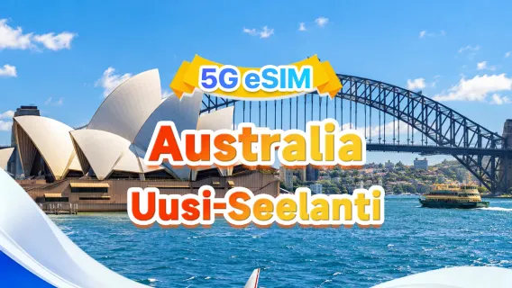 Australia/Uusi-Seelanti yleinen 5G eSIM|Moniverkko · Tuki suosikkisovelluksille|500MB/päivä - yhteensä 100GB|1-60 päivää|24 tunnin laskutus|QR Code