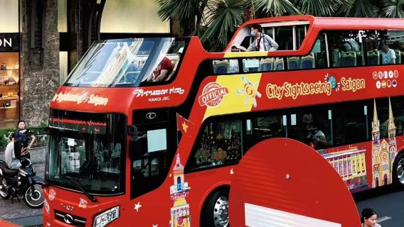 Ho Chi Minh City hop-on hop-off double-decker sightseeing bus (open-top double-decker + city exploration + hop-on hop-off + Ho Chi Minh City tour)