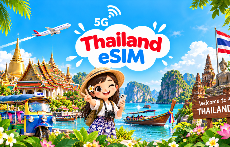 eSIM da Tailândia | Pacote de dados diário/total | 1 a 30 dias | Código QR | Conexão 4G/5G
