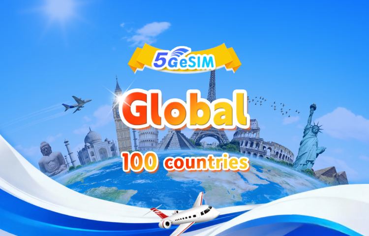 Global (100 countries) 4G/5G eSIM | DayPass/Total | 500MB/day - 30GB Total Data | 1-30 days | 24-hour billing | QR code