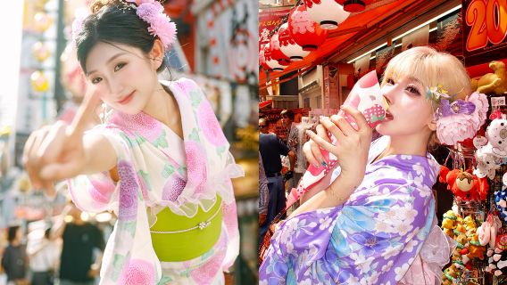Kimono rental and experience in Osaka, Japan: travel photo shoot reservation with professional photographer for portraits